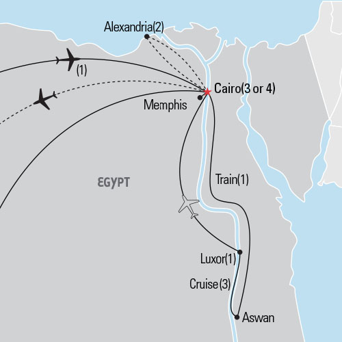 Map of Best of Egypt tour
