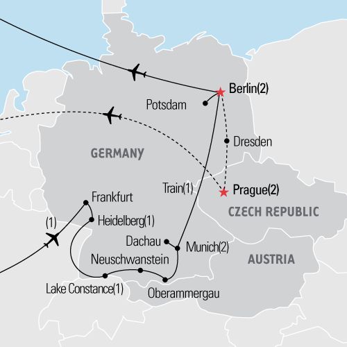 Map of Germany: West & East tour