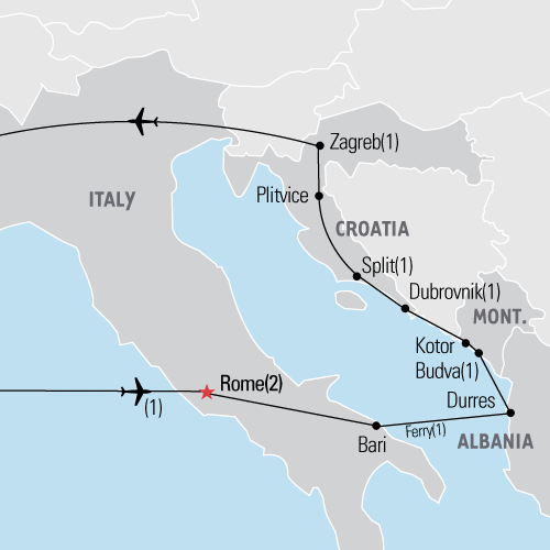 Map of Italy and Croatia - Exploica Educational Travel