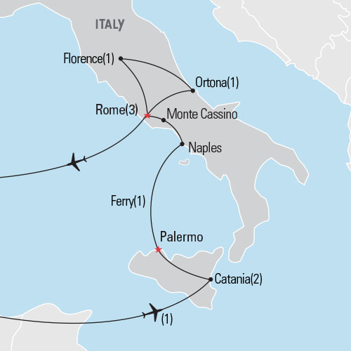 Map of The Italian Campaign tour