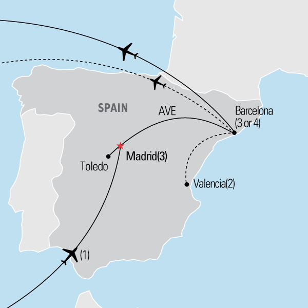 Map of Insider's Spain tour
