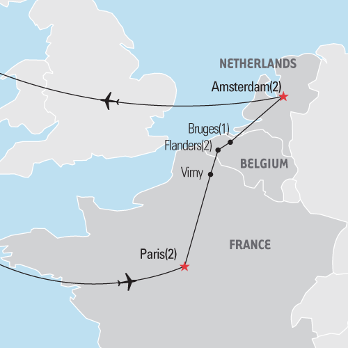 Map of Liberation of the Netherlands tour