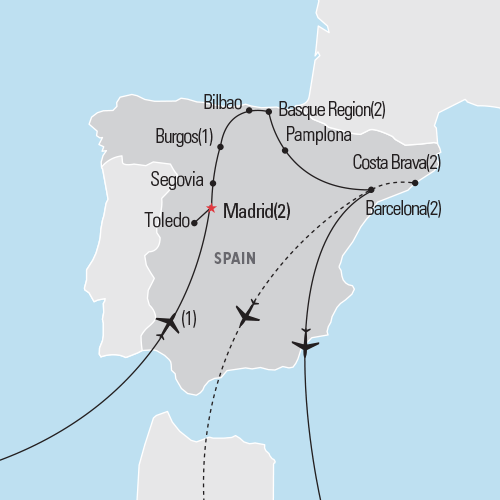 Map of Northern Spain tour