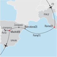 World Youth Day 2011: Rome, Barcelona & Madrid Tour Map