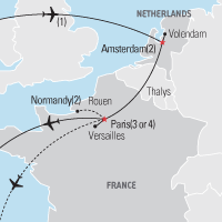 Map of Amsterdam & Paris Educational Tour