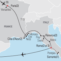Map of France & Italy Educational Tour