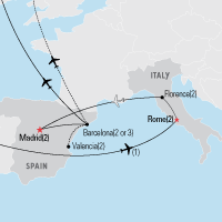 Map of Italy & Spain Educational Tour