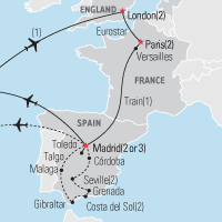 Map of the London, Paris & Madrid Tour | Explorica