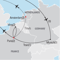 Map of France & Germany Educational Tour