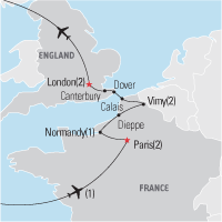 Map of France & England Educational Tour
