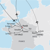 Map of Paris & the Loire Valley Educational Tour 