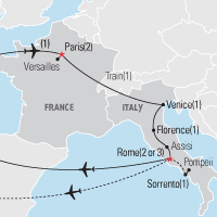 Map of the Paris, Venice, Florence & Rome | Explorica Educational Travel