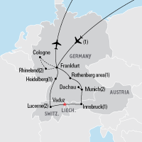 Map of Germany, Switzerland & Austria Educational Tour 