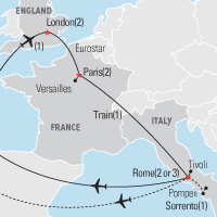 Map of Go Green: London, Paris & Rome Educational Tour 