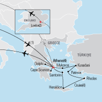 Map of Athens & the Aegean Educational Tour 