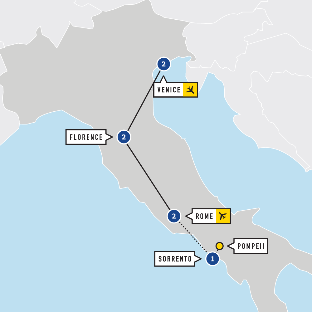 Map of Italian Highlights Educational Tour 