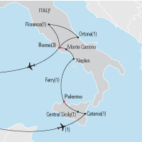Map of Operation Husky 2013: The Italian Campaign Educational Student Tour and Trip | Explorica