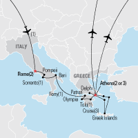 Map of Rome & Greece Educational Tour 