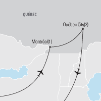 Map of Montreal & Quebec Spring Educational Tour 