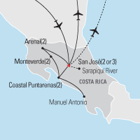 Map of Costa Rica Educational Tour