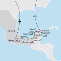 Map of Mexico City & the Yucatan Educational Tour