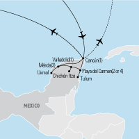 Map of the Yucatan & Mayan Riviera Educational Tour