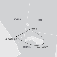 Map of Grand Canyon, Bryce & Zion Educational Student Tour and Trip