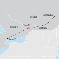Map of Quebec & Montreal: Collaborating Cultures Educational Student Tour and Trip