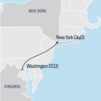 Map of Washington, DC and New York City Educational Student Tour and Trip