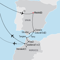 Map of Spain and Morocco Educational Tour