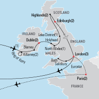 Map of Best of the British Isles Educational Tour