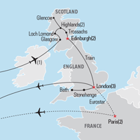 Map of Scotland & England Educational Student Tour and Trip | Explorica