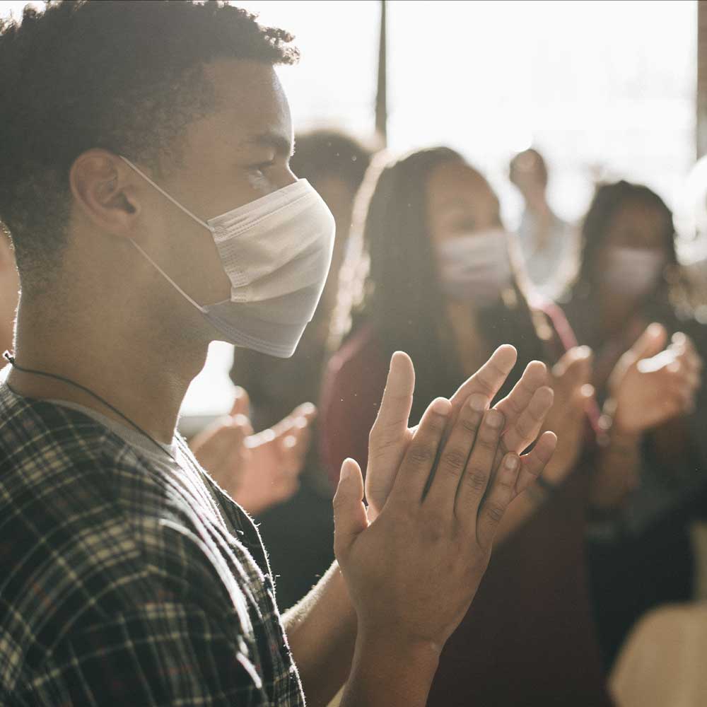 Students safely wearing masks