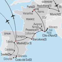 Map of Germany, France & Spain Educational Tour 