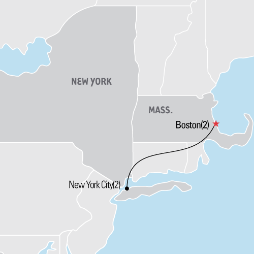 Map of Boston & New York: East Coast Rivals tour