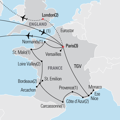 Map of Best of France tour