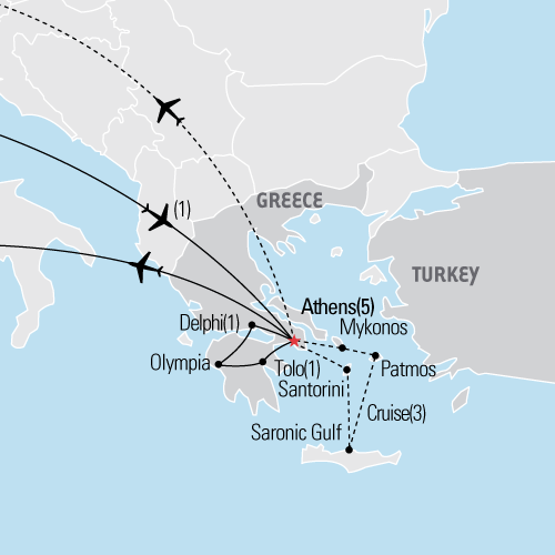 Map of Best of Greece tour
