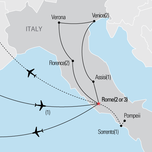 Map of Best of Italy tour