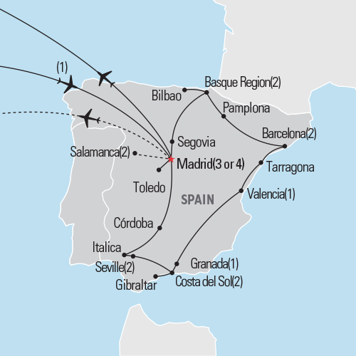 Map of Best of Spain tour
