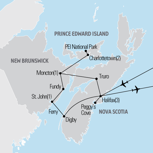 Map of Canadian Maritimes tour