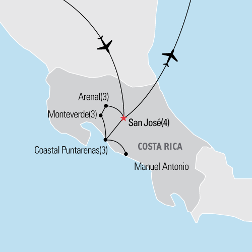 Map of Make a Difference: Costa Rica in Depth tour