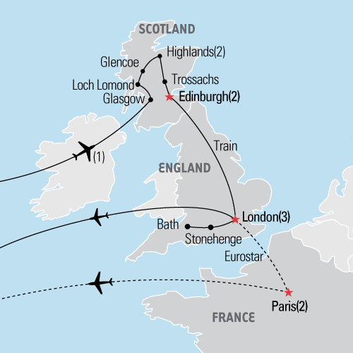 Map of Scotland & England tour