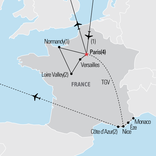 Map of French Culinary tour