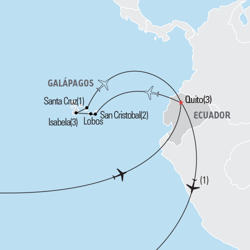 Map of Galapagos Island Adventure tour