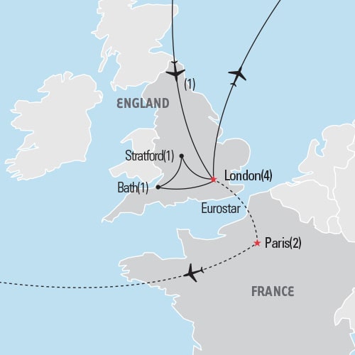 Map of London & the Countryside tour