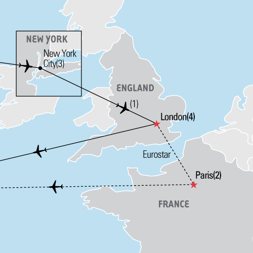 New York City & London tour map