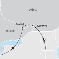 Map of Ottawa & Montreal Spring Educational Tour 