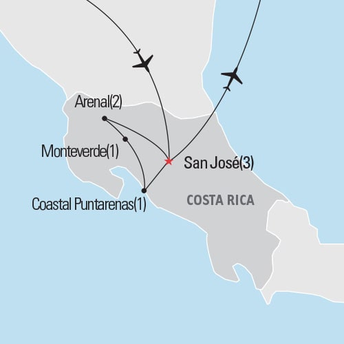 Map of Make a Difference: Costa Rica tour